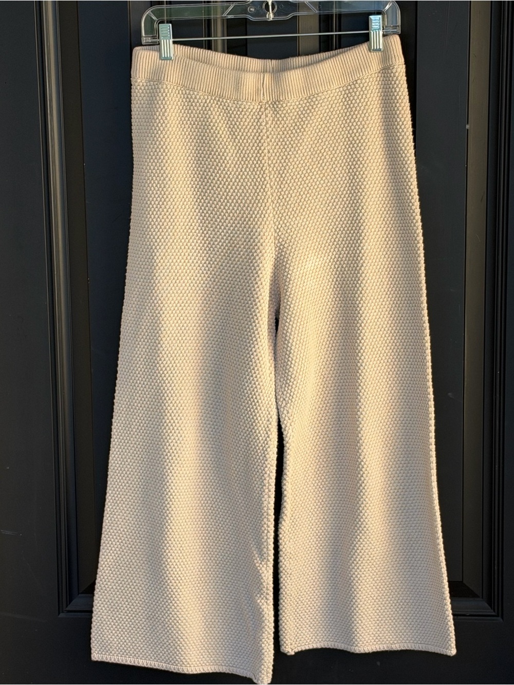Free People Beach Cream Cotton Knit Wide Leg Cottagecore Boho Lounge Pants M